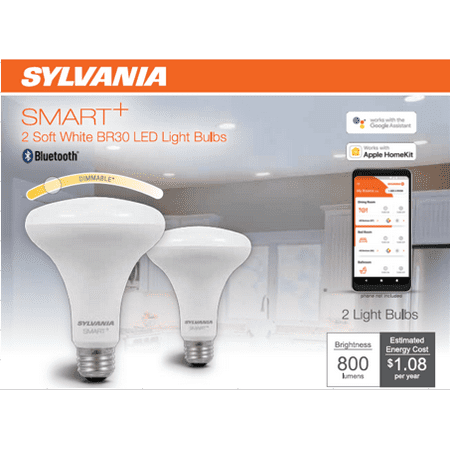 

SYLVANIA Smart LED BR30 Light Bulb 65 Watt Dimmable Soft White 2Pk