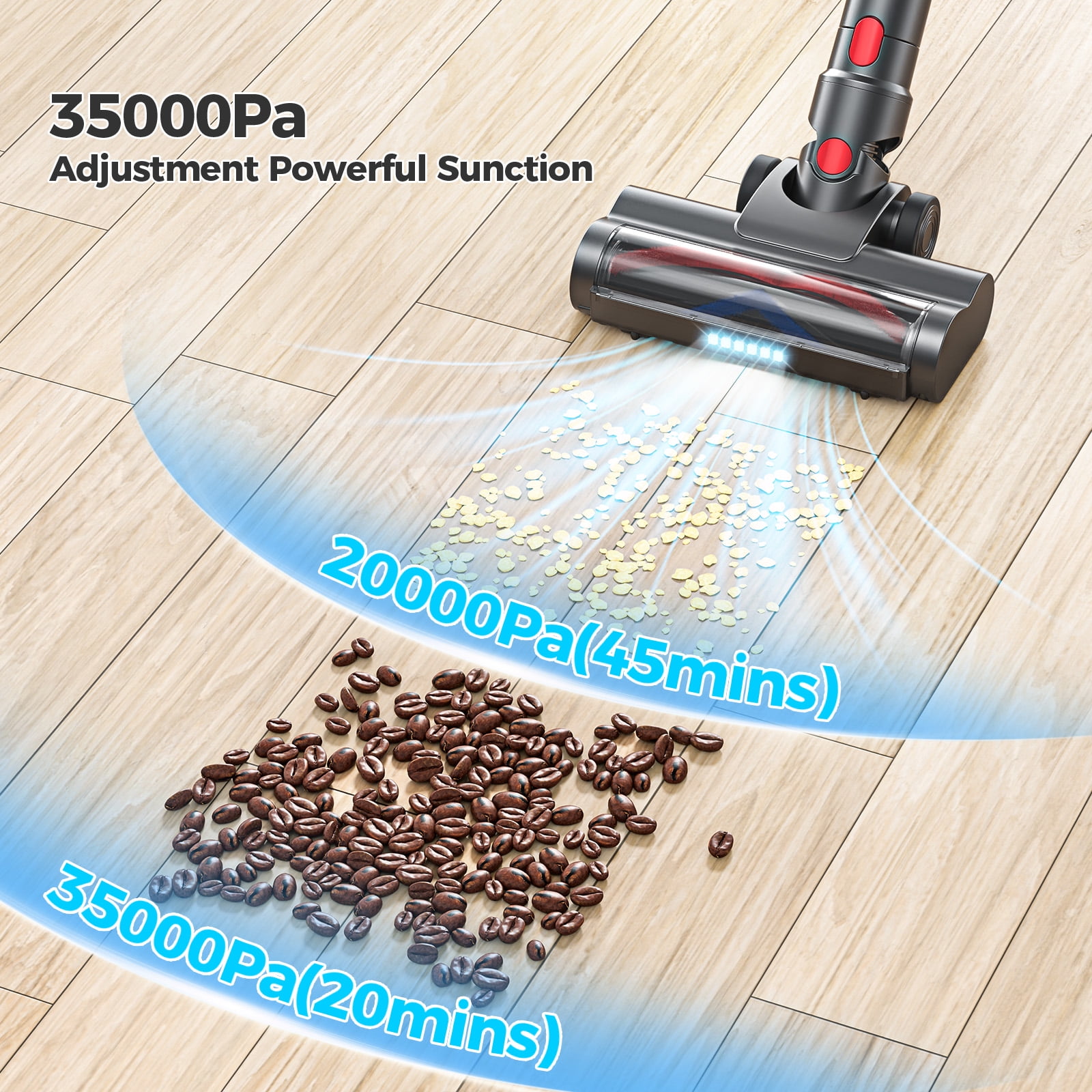 ORFELD Cordless Vacuum Cleaner with 2600mAh Detachable Battery, 45Kpa Powerful Stick Vacuum for Hard Floor Carpet Pet Gold, SV30