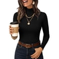 thumbnail image 5 of GILIGEGE Fashion Sweaters for Women Cozy Casual Trendy Pullover Tops Basic Casual Sweater Knitted Warm Sweater Slim Fitted Ribbed Knit Tops Fall Sweaters for Women Long Sleeve Shirts Chunky Blouse XL, 5 of 8