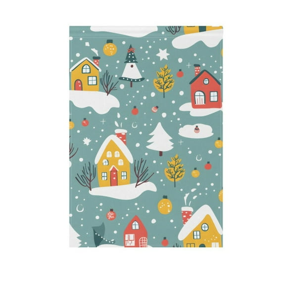 Christmas House with Snowflakes Garden Flag House Banner 12" x 18" Double Sided Outdoor Yard Decoration