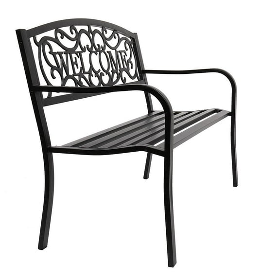 Winado 50" Outdoor Metal Bench for Garden, Black