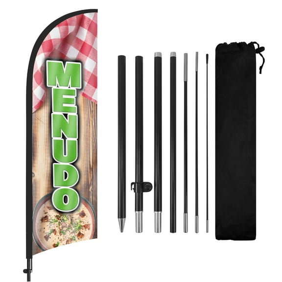 "QSUM Menudo Feather Flag,7FT Rosa Mexicana Advertising Swooper Flag, Mexican Restaurant Business Sign"