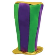 Mardi Gras Plush Tall Top Hat 16"- 12 Pack(1 Per Card)