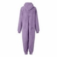thumbnail image 6 of AUNVITO Women's Fleece Hooded Front Zipper Long Sleeve Jumpsuit Cozy and Comfortable Loungewear Style, 6 of 6