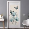 thumbnail image 3 of Non-Adhesive Static Cling Window Tint, Turquoise Floral Window Privacy Film Frosted, Spring Pastoral Flowers Butterfly Beige Insulated Windows Frosted Films for Living room, 35.4 x 78.7 Inches, 3 of 9