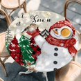 thumbnail image 2 of Red Snowman Christmas Round Tablecloth, Fitted Table Cover with Elastic for 36"-44" Round Tables, Xmas Tree Snowflake Vintage Table Cloth Outdoor Indoor Dinning Party Waterproof Tablecloths, 2 of 7