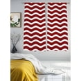 thumbnail image 4 of Red White Semi Sheer Curtains 63 Inch Length 2 Panels Set, Modern Abstract Waves Water Ripple Striped Sheer Kitchen Curtain Privacy Voile Window Curtain for Living Room Bedroom Rod Pocket Drapes, 4 of 7