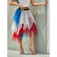 thumbnail image 6 of Caoirhny Women Fashion Midi Skirts Contrast Color/Solid Color Elastic High Waist Irregular Ruffles Multi-Layered Tulle Tutu Skirts, 6 of 9