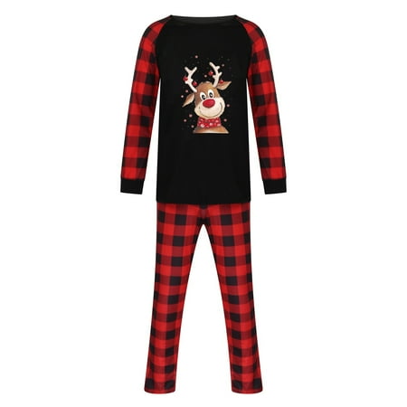 

TZNBGO Womens Clothing Fall 2038 Christmas Man Daddy Plaid Print Blouse Tops+Pants Family Clothes Pajamas
