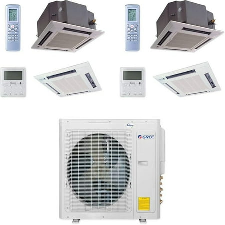 GREE Multi+ Ultra Series 24,000 BTU 2-Zone Ceiling Cassette 18K+12K Ductless Mini-Split System