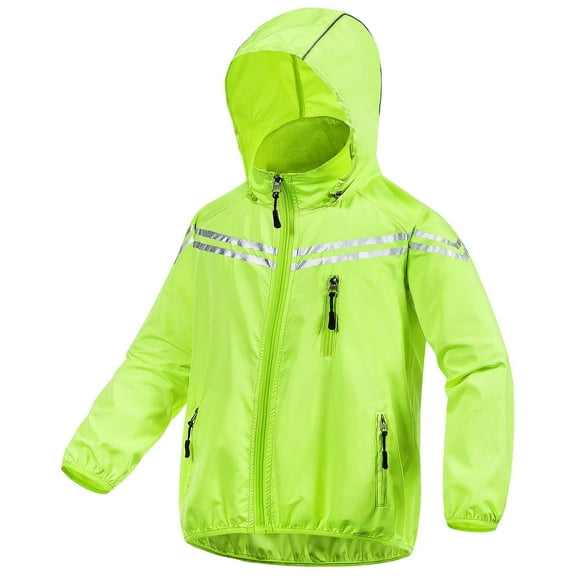 Chrisuno Kids Stylish Rain Jacket Waterproof Zip Up Raincoats Classic Reflective Windbreaker With Pockets For Little Boys Girls Yellow 10/12