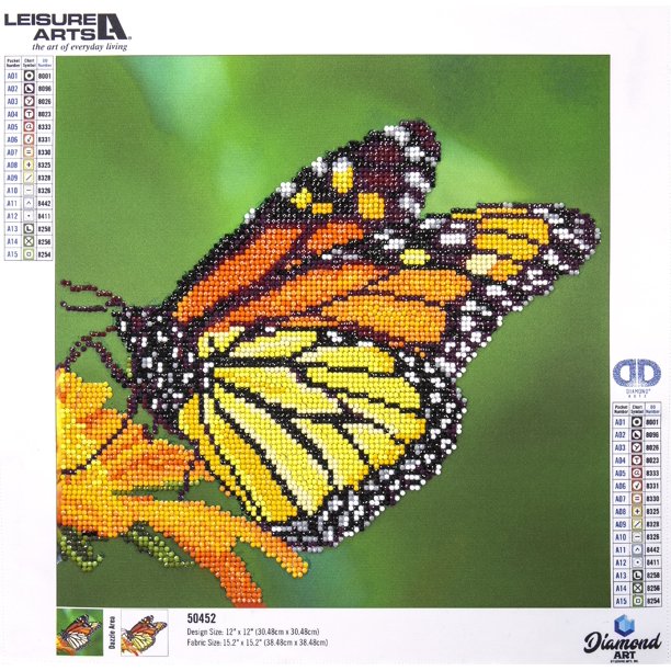 Diamond Art Kit 12x12" Intermediate Monarch