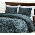 thumbnail image 3 of Chezmoi Collection Piers Storm Blue Velvet Quilt Queen Set, 3-Piece Lush Plush Distressed Velvet Bedding All Season Lightweight Bedspread, Brushed Microfiber Reverse with Double Square Stitch, 3 of 9