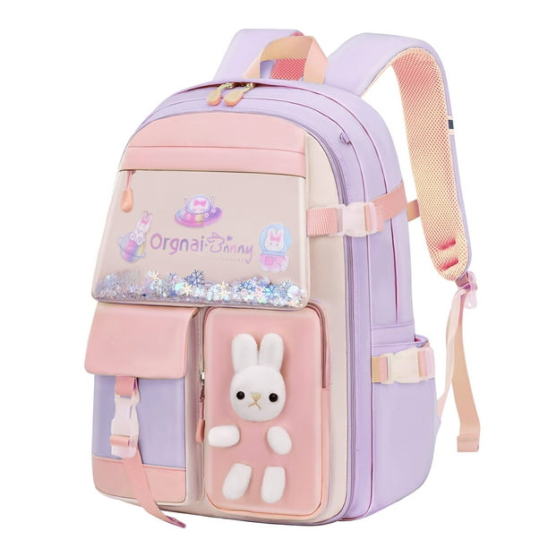SANMADROLA Kids Backpacks for Girls Bunny Elementary School Backpack ...