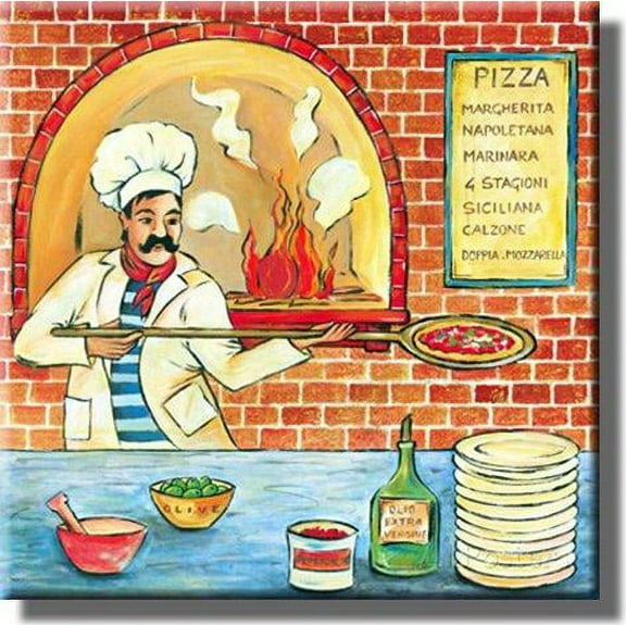 Pizza Maker Shop Picture on Stretched Canvas, Wall Art Decor, Ready to Hang!