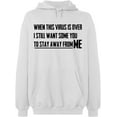thumbnail image 2 of OXI Hoodie Sweatshirt - To Stay Away From Me, Basic Casual Hoodie for Men's and Women Fleece Hoodie Long Sleeve - White X-Large, 2 of 3