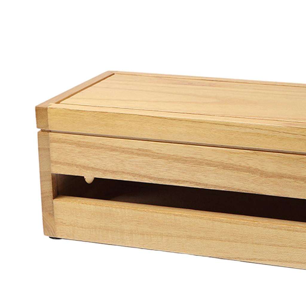 Cable Management Box Wood Cord Organizer for Wire Management Concealer for Desktop color wood color
