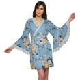 thumbnail image 1 of Moomaya Peignoir en Coton pour Femmes Robe de Chambre Imprimée Courte pour Douche Nuptiale, 1 of 6