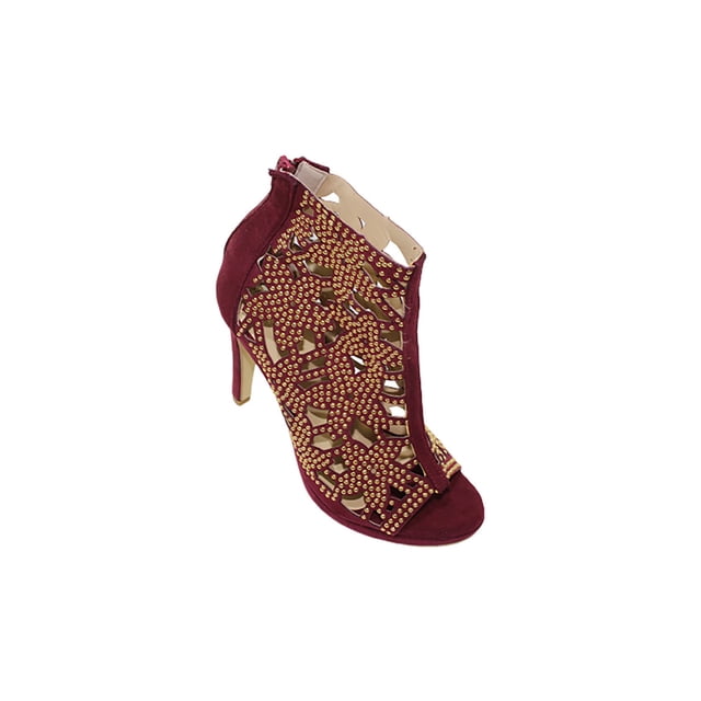 SANDALIA TACON VESTIR CASUAL LEON MUJER DAMA VINO GAMUZA 142165 LEON 142165-