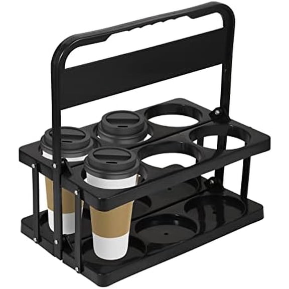 Portable Drink Carrier for Big Cups, Foldable Plastic Cup Holder, Reusable Cup Holder Carrier with Handle, Drink Delivery Carrier