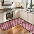 thumbnail image 3 of Kitchen Rugs Sets Of 2,Pink Brown Heart Checkered Pattern Anti Fatigue Kitchen Mat Rugs Non Slip Washable,Decorative Kitchen Floor Mats for Kitchen,Sink,Laundry,17"x47"+17"x47", 3 of 5