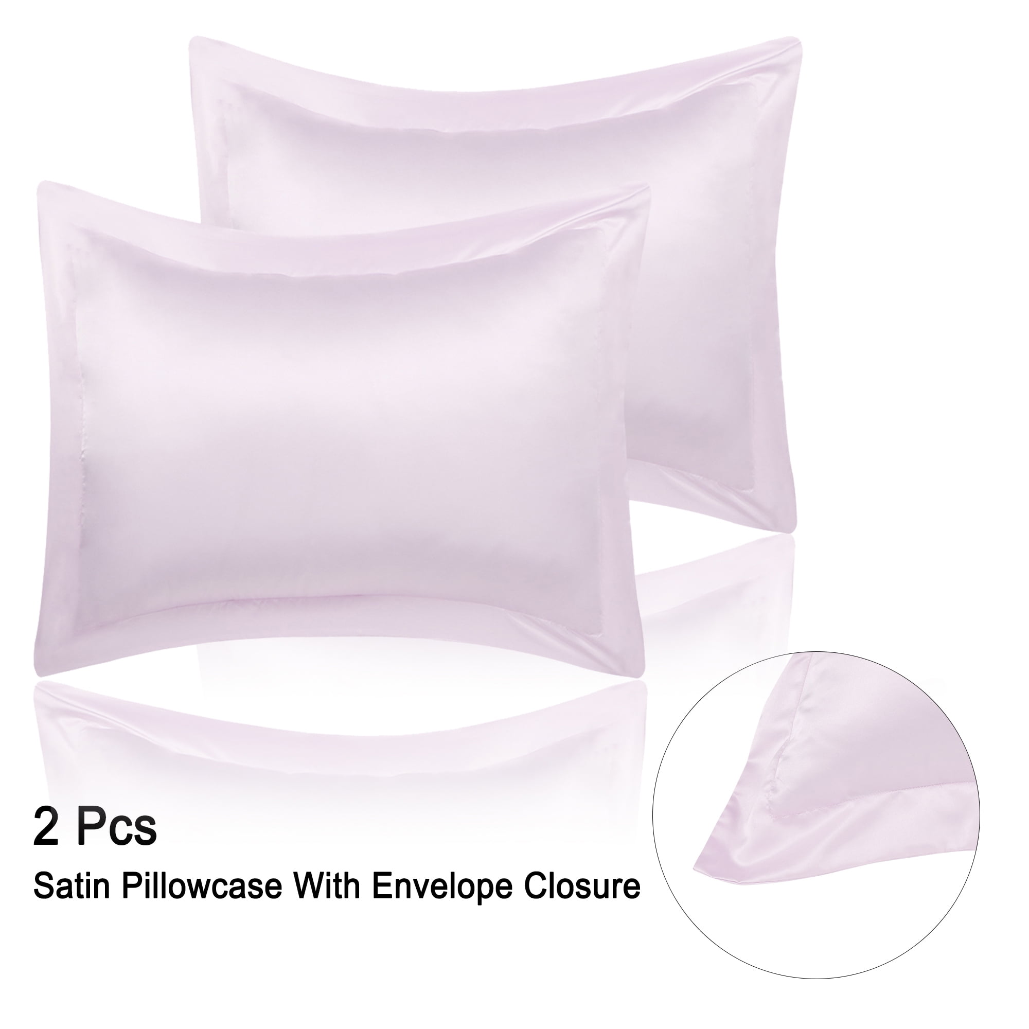 2 Pcs Pillow Shams Satin Pillow Cases Queen Oxford Pillowcases Lavender