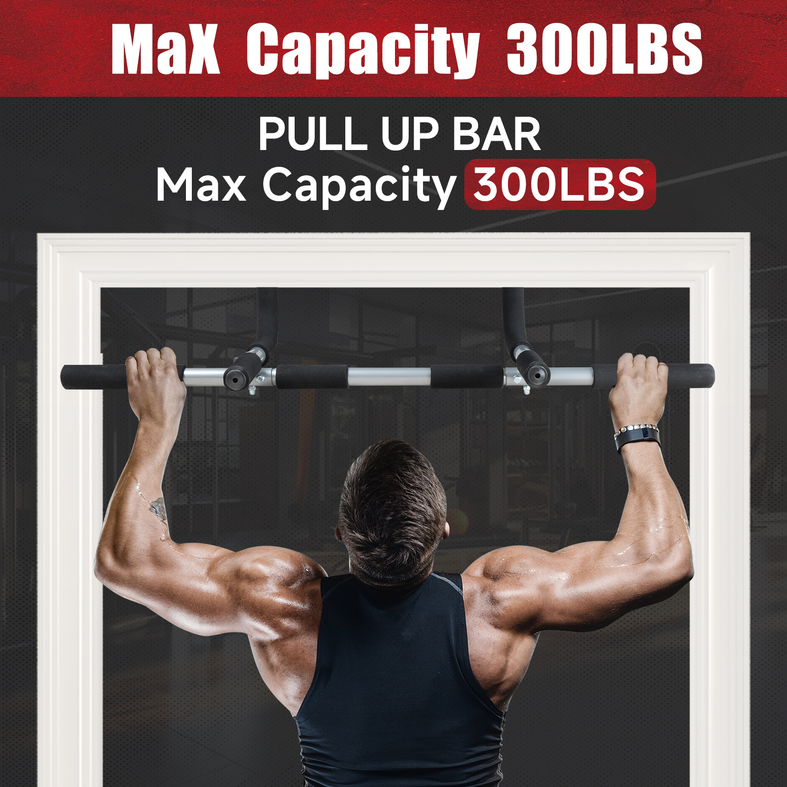 Leikefitness Doorway pull-up bar, adjustable portable upper body fitness workout for home gyms
