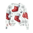 thumbnail image 4 of Bzhegqhd Women's T-shirts Christmas Print Sweatshirts Long Sleeve Round Neck Pullover Top No Hood Loose Fit Casual Fashion Blouse Plush Soft Fleece Fall Winter Tee, 4 of 8