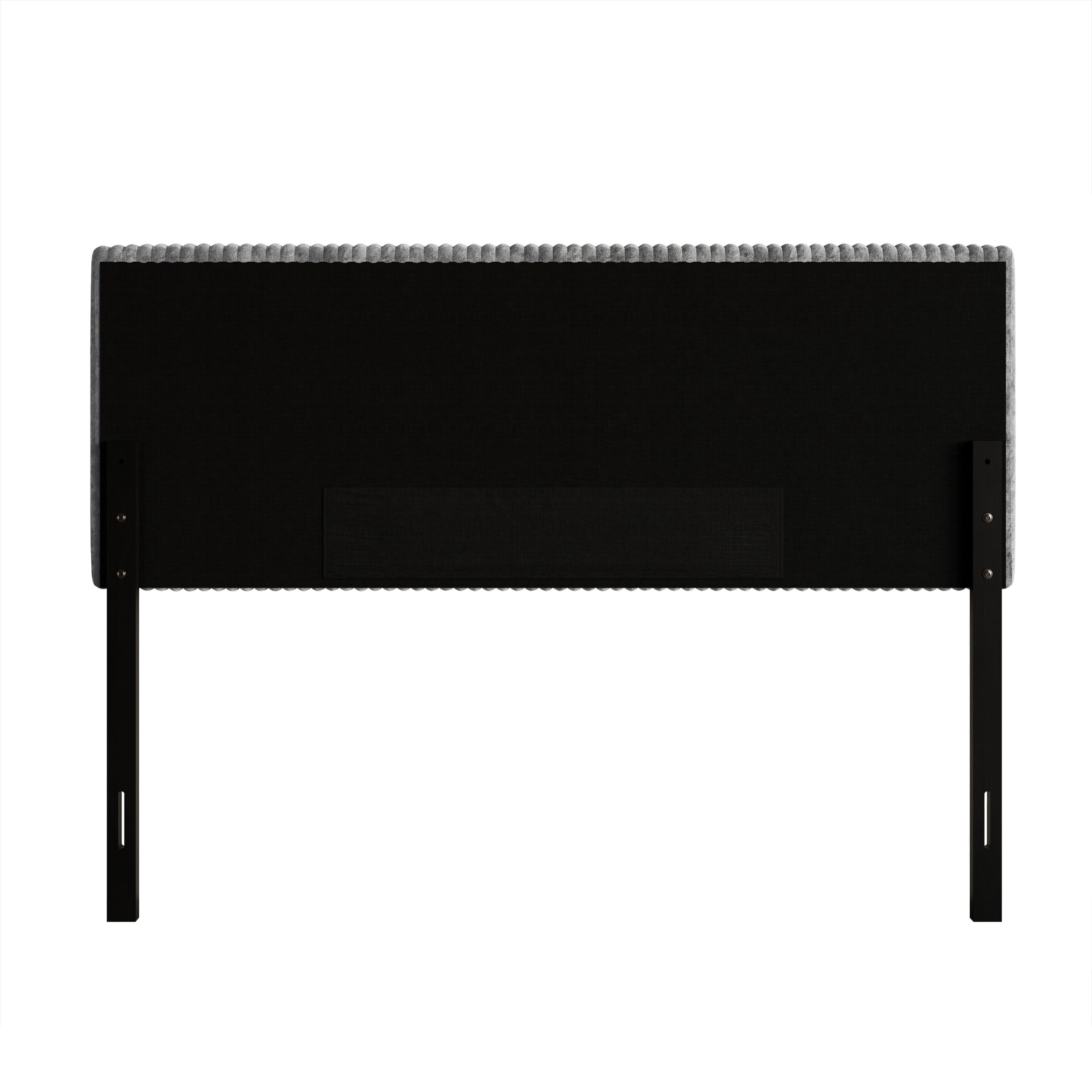 Home Design Romney Twin Upholstered Headboard with Vertical Channel Tufting, Adjustable Height, Gray