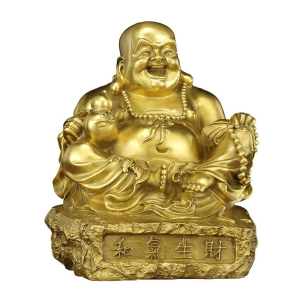 Estatua de Buda sonriente, adorno Fenshui, decoración del hogar, escultura de estatuilla de latón para oficina, granja, entrada, inauguración de la 20cmx21cmx25cm