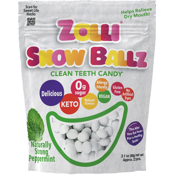 Zolli Snow Ballz - Peppermint Bliss (3 oz) | Keto, Sugar-Free, Vegan Candy