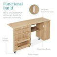 thumbnail image 7 of Best Choice Products Large Portable Multipurpose Folding Sewing Table w/ Magnetic Doors, Craft Storage - Light Brown, 7 of 7
