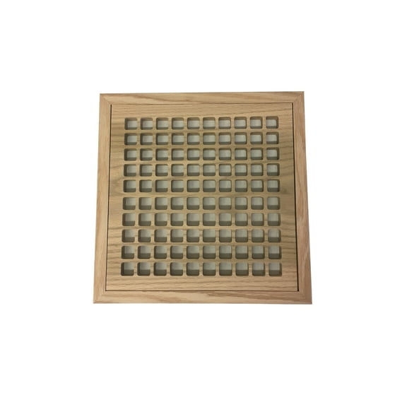 10 Inch x 10 Inch Red Oak Hardwood Vent Floor Register Flush Mount with Frame, Eggcrate Style, Unfinished
