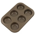 thumbnail image 1 of Non-Stick Muffin Pan Cupcake Cookie Molds Bakeware 6 Holes Pudding Tin Gold, 1 of 9