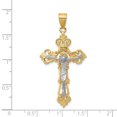 thumbnail image 3 of Finest Gold 14K Two-Tone Inri Fleur De Lis Crucifix Pendant, 3 of 4