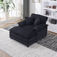 thumbnail image 5 of LITVZ Modern Chaise Lounge Indoor, Big Comfy Corduroy ,56.3" Oversized Chaise Lounge Chair with Ottoman Foot Rest for Living Room (Black), 5 of 10