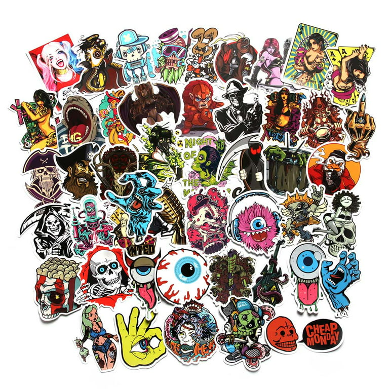 100 PCS Cool Gothic Stickers Pack for Teens, Vinyl Punk Gothic