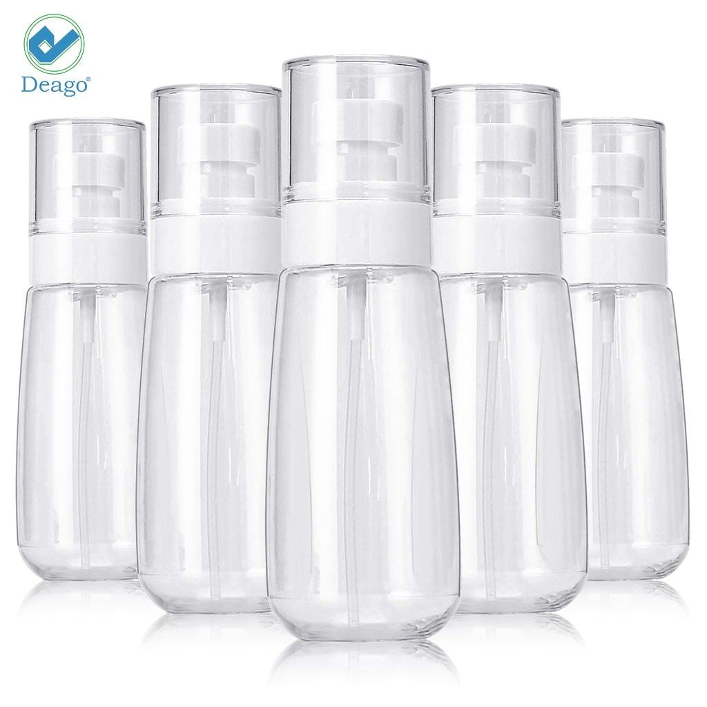 6 Travel Bottles Clear Plastic Containers Spray Pump Storage Jars 3oz Carry On 