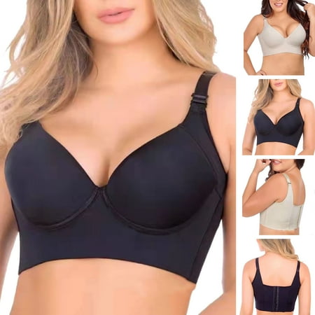 

HEVIRGO Adjustable Straps Women Bra Solid Color Padded Uplift Bra Widened Strap Full Back Coverage Push Up Comfortable Lady Bras Daily Wear Clothes