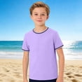 thumbnail image 2 of T-shirts à Manches Courtes Col Rond Unis pour Garçons, Hauts Décontractés Légers pour l'École et les Sorties, 5-14 Ans, 2 of 4