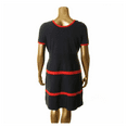 thumbnail image 2 of Anne Klein Women's Short Sleeve Design Round Neckline Fit Flare Sweater Dress XL/Marine Blue/ Red, 2 of 2