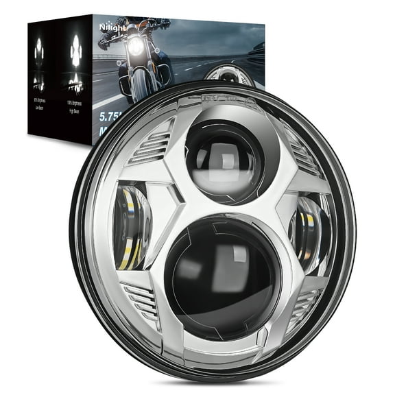 Nilight 5-3/4 5.75 Inch Motorcycles LED Headlight Compatible with Harley Davidson Sportster Iron 883 Dyna Street Bob Super Wide Glide Low Rider Night Rod Train Softail