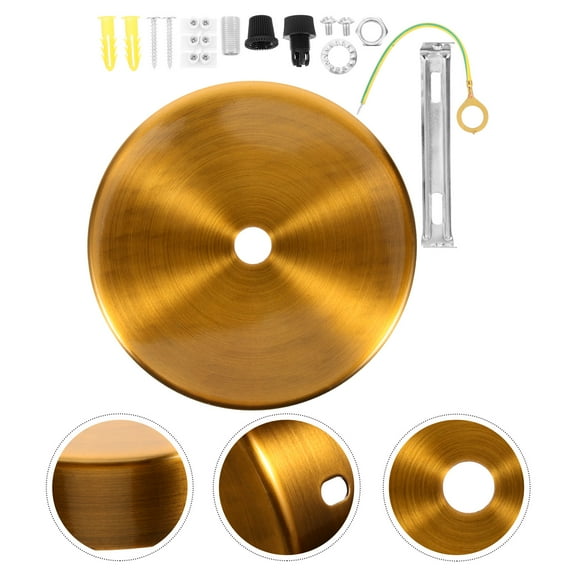 Pretyzoom 1Set Iron Ceiling Canopy for Chandelier Light Fixture Mounting Plate Golden Finish