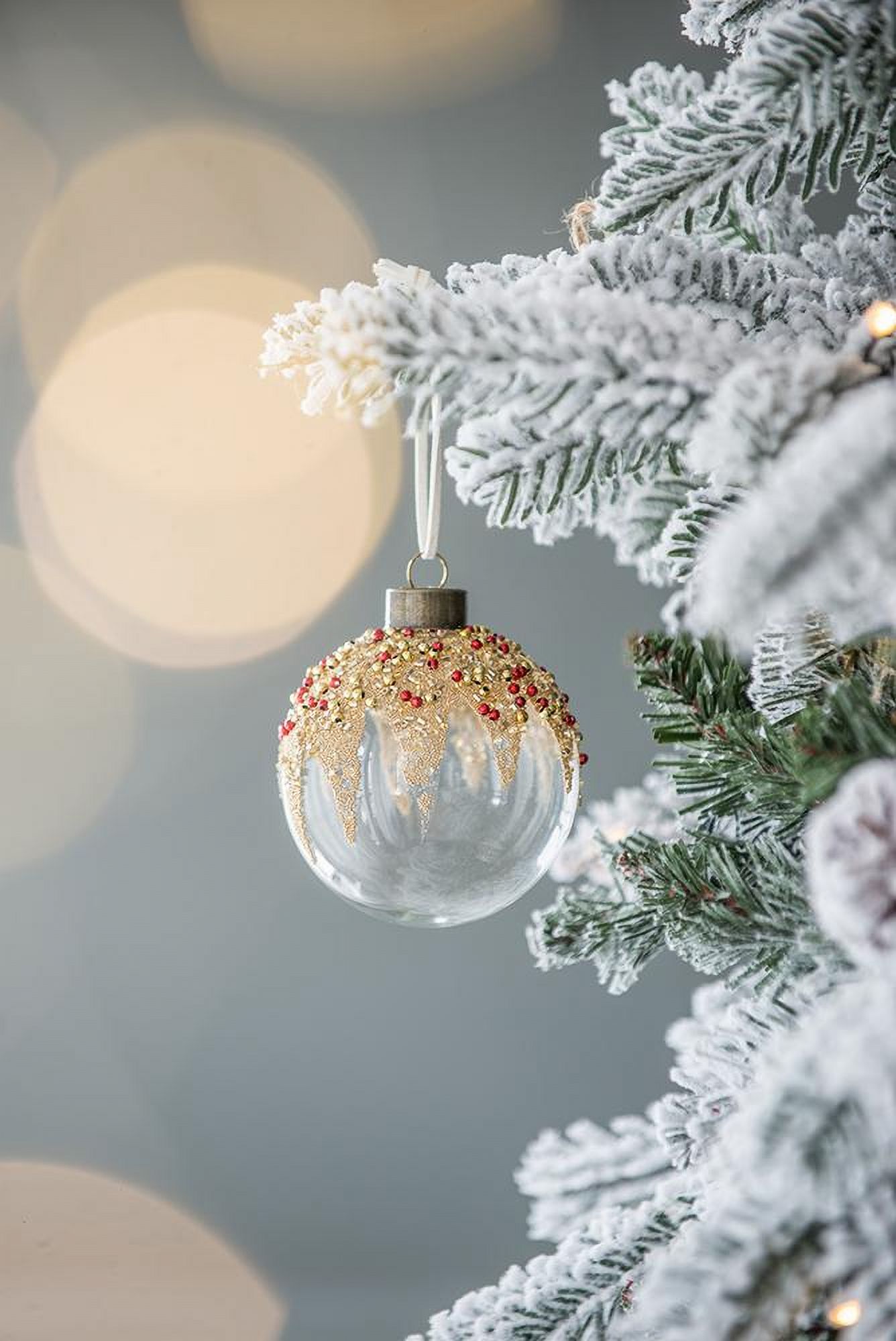 Set of 12 Glass Christmas Ball Ornaments with Glitter and Painting Design by Riccardo Tree Decor