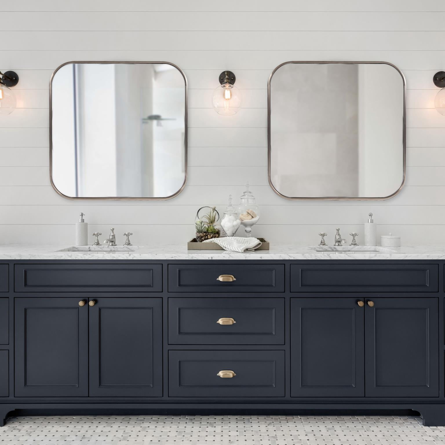 Tyler Dillon Brushed Brass Square Stainless Steel Framed Vanity Mirror - 30" x 30"