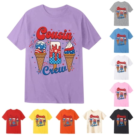 FYDUU Fashion T-Shirt for Boys Children s Graphic T Shirts Letter Print Short Sleeve Crew Neck T Shirt Top Comfy Back To School Clothes 8-9 Years