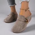 thumbnail image 6 of CYMMPU Women's Metal Buckle Backless Wedge Mules, Round Toe Slip On Cutout Clogs, Lightweight Daily Casual Shoes Khaki 39, 6 of 9