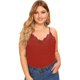 thumbnail image 1 of Camisola sin mangas con escote en V y ribete de encaje con tirantes finos para mujer, 1 of 6