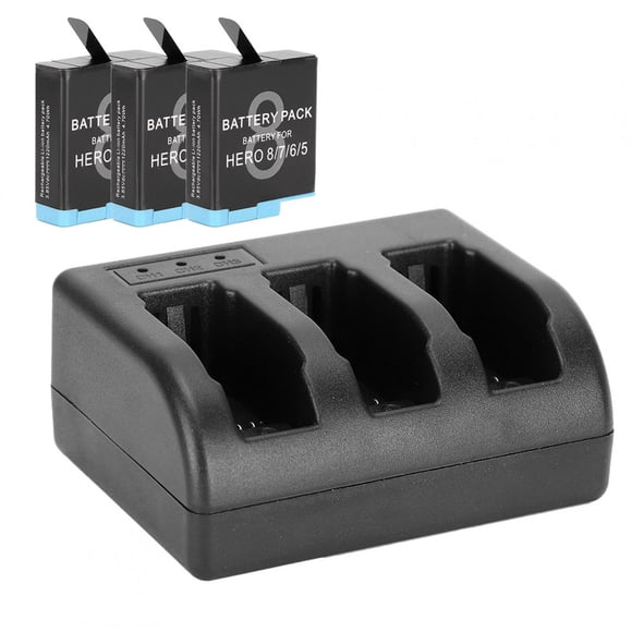 AHDBT-801 Black Rechargeable Battery With 3-Channel For 8/7/6/5 And 2018 More Charging Options Ideal For Travel And Hiking