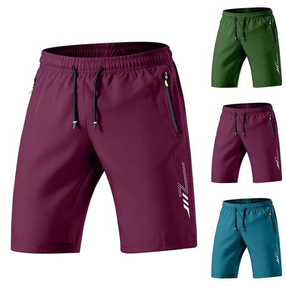 akafmk Men's Workout Shorts Drawstring Summer Breathable Fast-Dry Basketball Running Shorts with Zipper Pockets